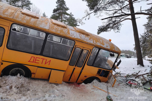 Экскурсионный автобус с детьми оказался в кювете на трассе «Псков», пострадали 17 человек